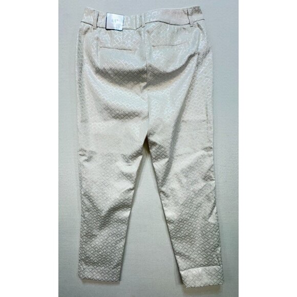 White House Black Market Womens Slim Ankle Pants Size 0P White Geo Metallic NWT - Picture 11 of 14